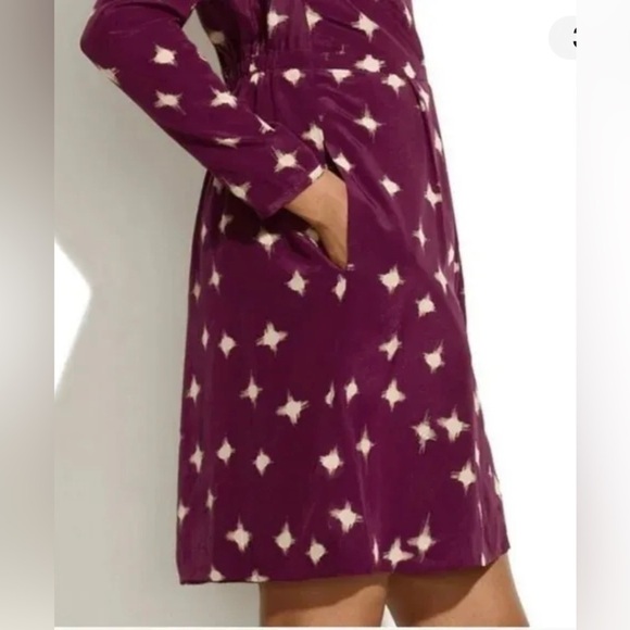 Madewell SILK Star Print Tulip Hem Dress 0 - Picture 4 of 10